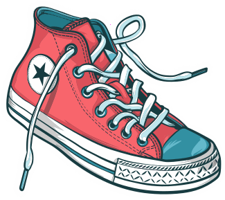 die-cut sticker of a tennis shoe